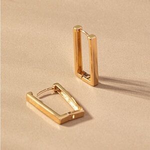 Gold Rectangle Huggie Hoops earrings